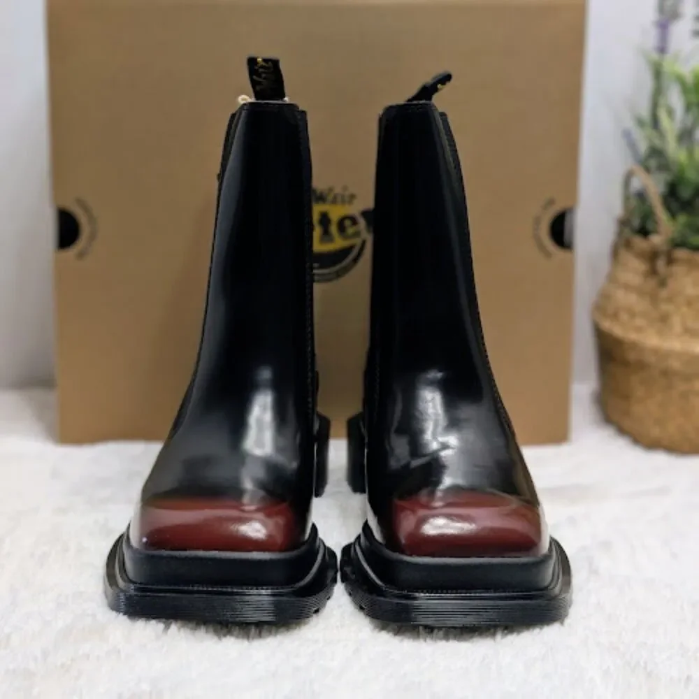 Dr. Martens Maybole Square Toe Black & Cherry Red Arcadia Chelsea Boots UK 5 NIB - Picture 6 of 14